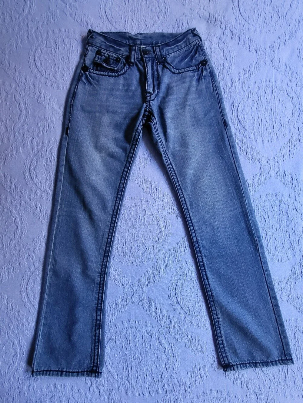 True Religion Rainbow Billy Jeans 28 Made in USA Light Wash Y2K NWOT